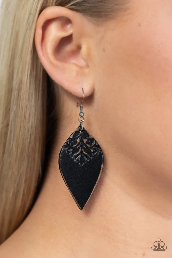 Naturally Nostalgic Black Earrings