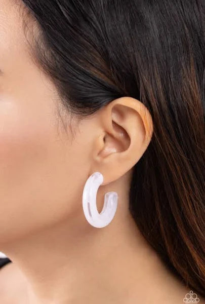 Glassy GLAZE White Hoop Earrings