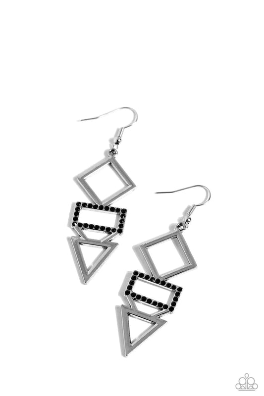 Glamourously Geometric Black Earrings