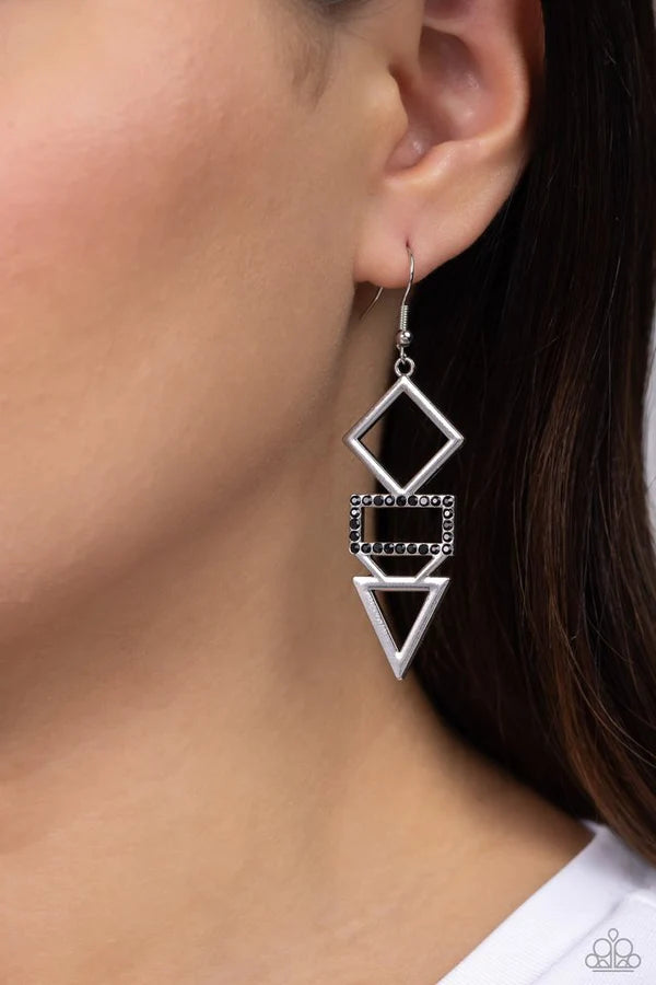 Glamourously Geometric Black Earrings