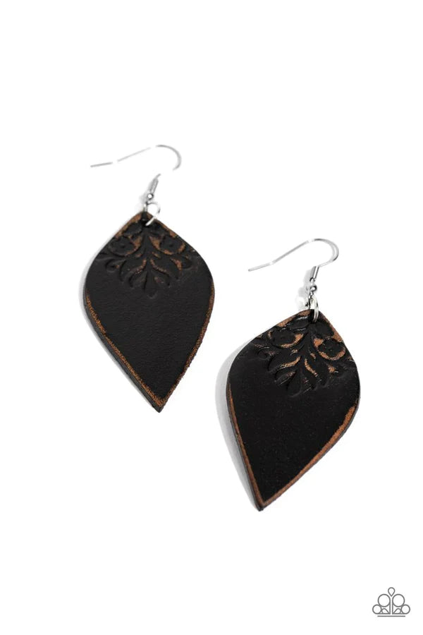 Naturally Nostalgic Black Earrings